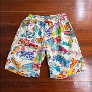 Vintage Men’s Jams World 100% Cotton 90’s Cars Surf Hawaiian Shorts Sz Large 💛🍄